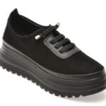 Pantofi dama IMAGE negri, 387375, din piele intoarsa