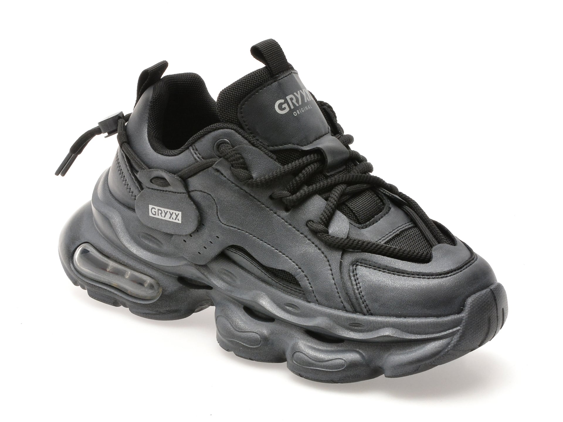 4d5c514671cdb58dd97156bf4eb3208d3292079294a2e1ae97c0e708b9673669 Pantofi sport GRYXX gri, F7801, din material textil si piele naturala - imagine 1