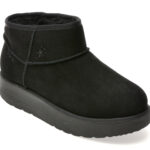 Ghete Femei SKECHERS negre, KEEP COZY, din piele intoarsa