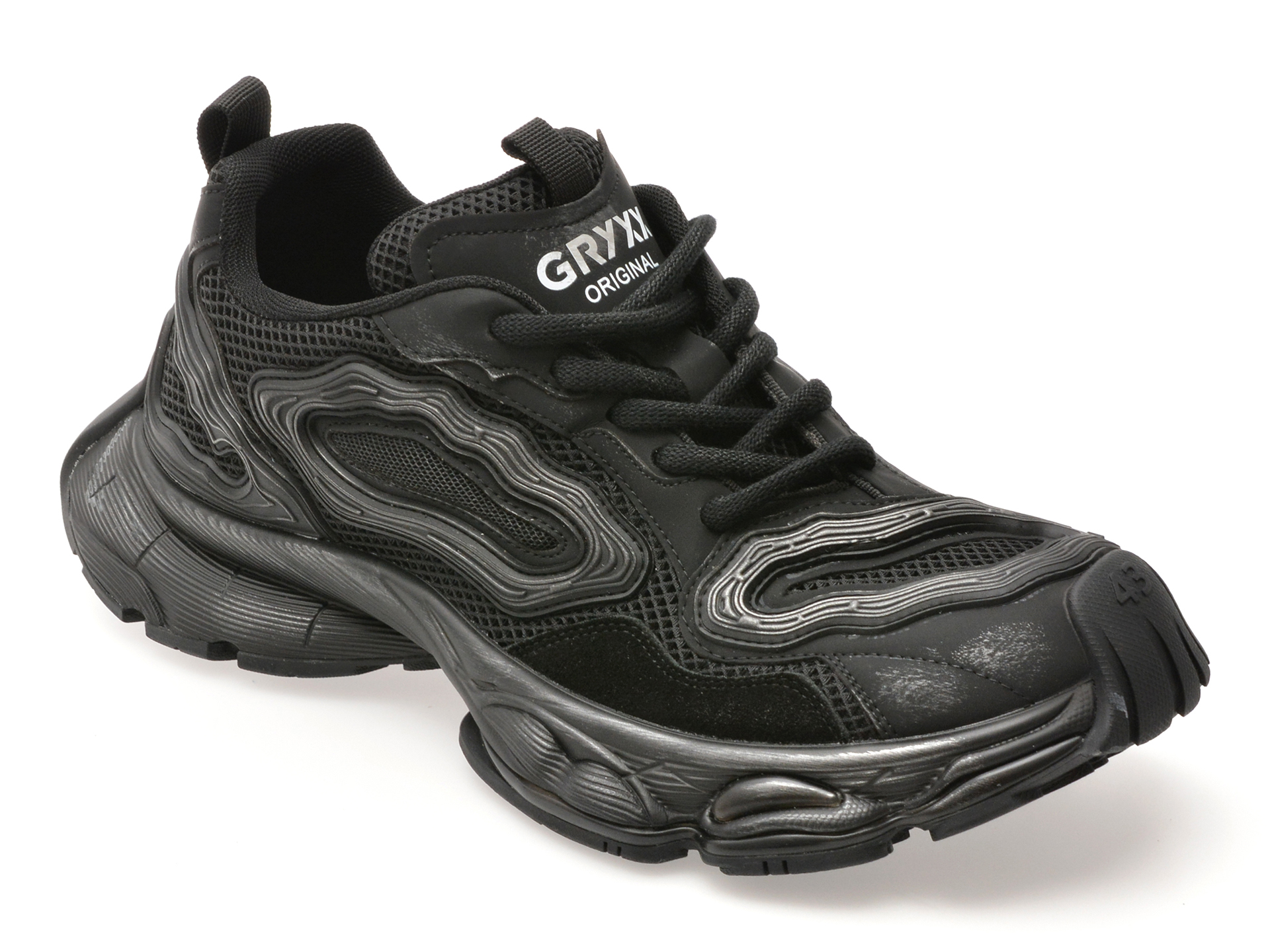 55b40708492594fa66dfdae6731bf1e487fa0eaaf04fd33a1f7f5821ceb1cbb2 Pantofi sport GRYXX negri, 61030, din material textil - imagine 1