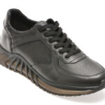 Pantofi sport BITE THE BULLET negri, KL210, din piele naturala