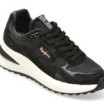 Pantofi sport Dama PEPE JEANS negri, LS60035, din material textil si piele naturala