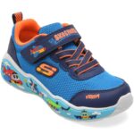 Pantofi sport SKECHERS albastri, PLAY SCENE, din material textil