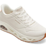 Pantofi sport Dama SKECHERS albi, UNO GLIDE-STEP, din piele ecologica