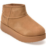 Ghete Femei SKECHERS maro, KEEP COZY, din piele intoarsa