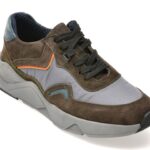Pantofi sport BITE THE BULLET gri, 9104, din material textil si piele naturala