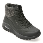 Ghete Femei SKECHERS negre, UNO RUGGED, din piele ecologica