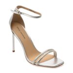 Sandale elegante EPICA PREMIUM argintii, 20136, din piele naturala