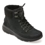 Ghete Femei SKECHERS negre, GLACIAL ULTRA, din piele intoarsa