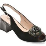 Sandale KARISMA negre, JI60007, din piele intoarsa