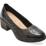 Pantofi dama KARISMA negri, WB60008, din piele croco