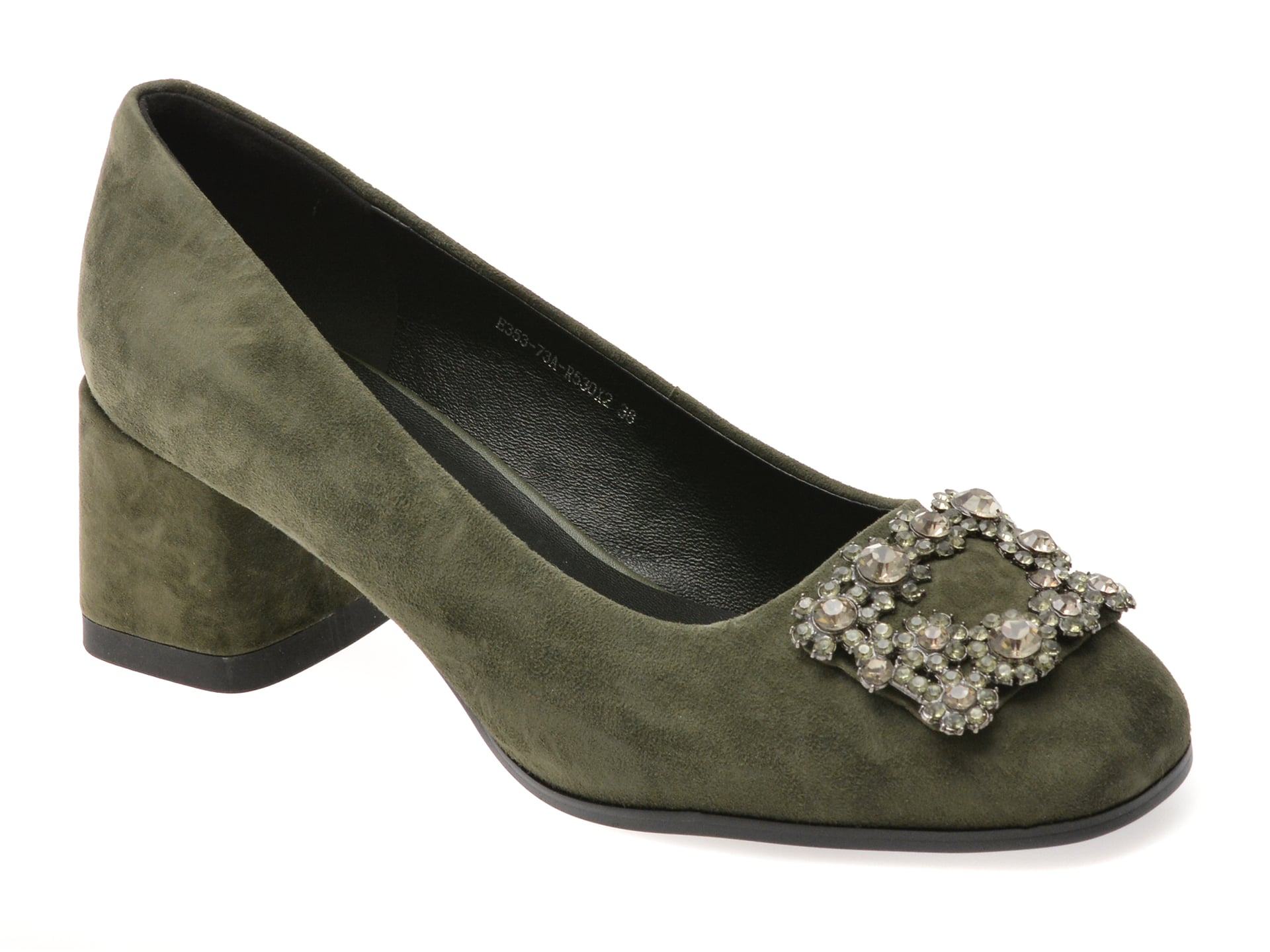 8c6d9a87e0cb16de0448041f2c5b7d3203a91f9729e9df9a61b32a4151e06cdb Pantofi dama eleganti EPICA verzi, E35373A, din piele intoarsa - imagine 1