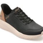 Pantofi sport SKECHERS negri, BOBS SQUAD CHAOS, din piele ecologica