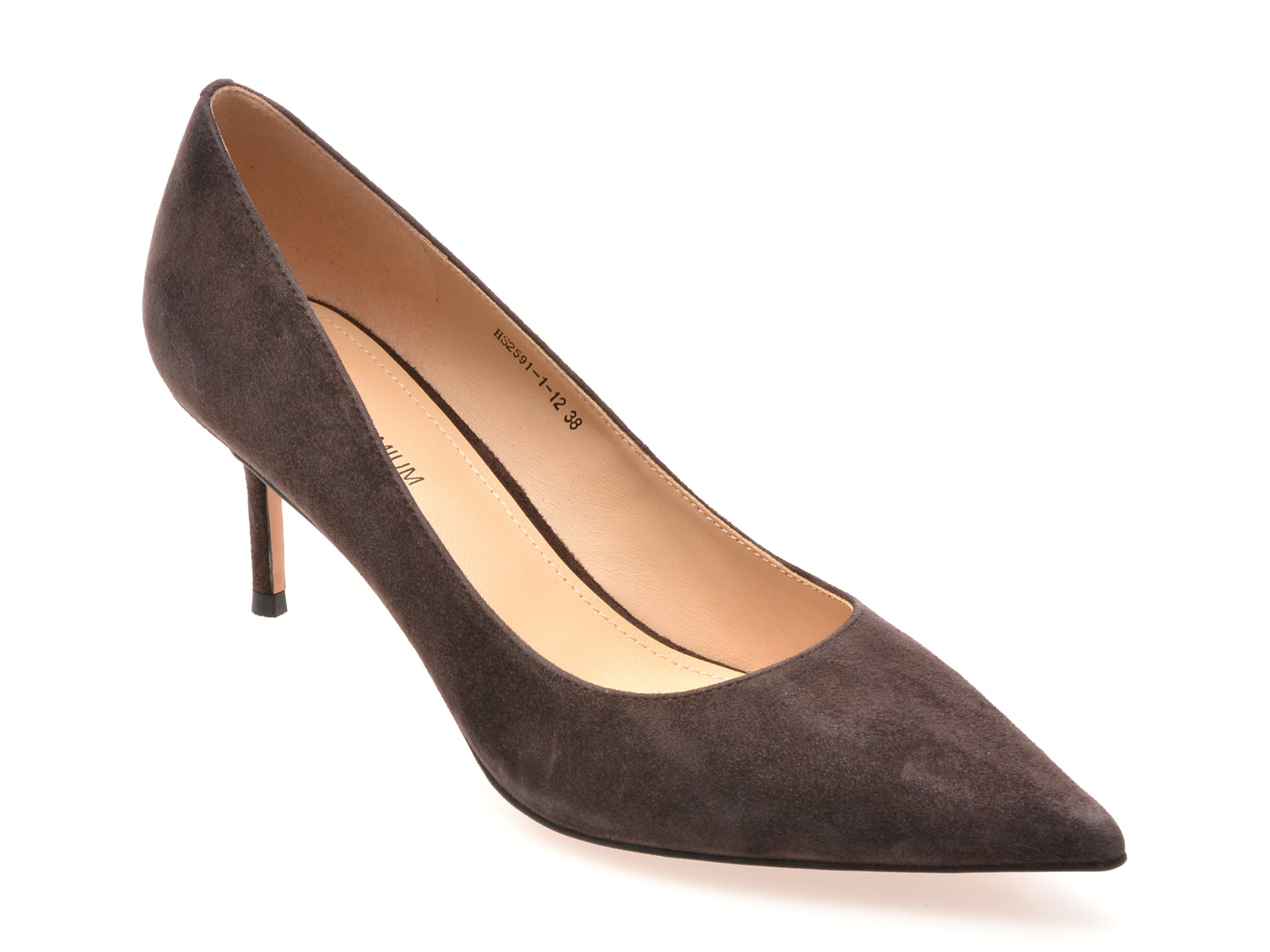 8ea94b36345c30565d160996515169e3c69659b4ac6fc0365ae5b43f502ba796 Pantofi dama eleganti EPICA PREMIUM maro, 2591, din piele intoarsa - imagine 1