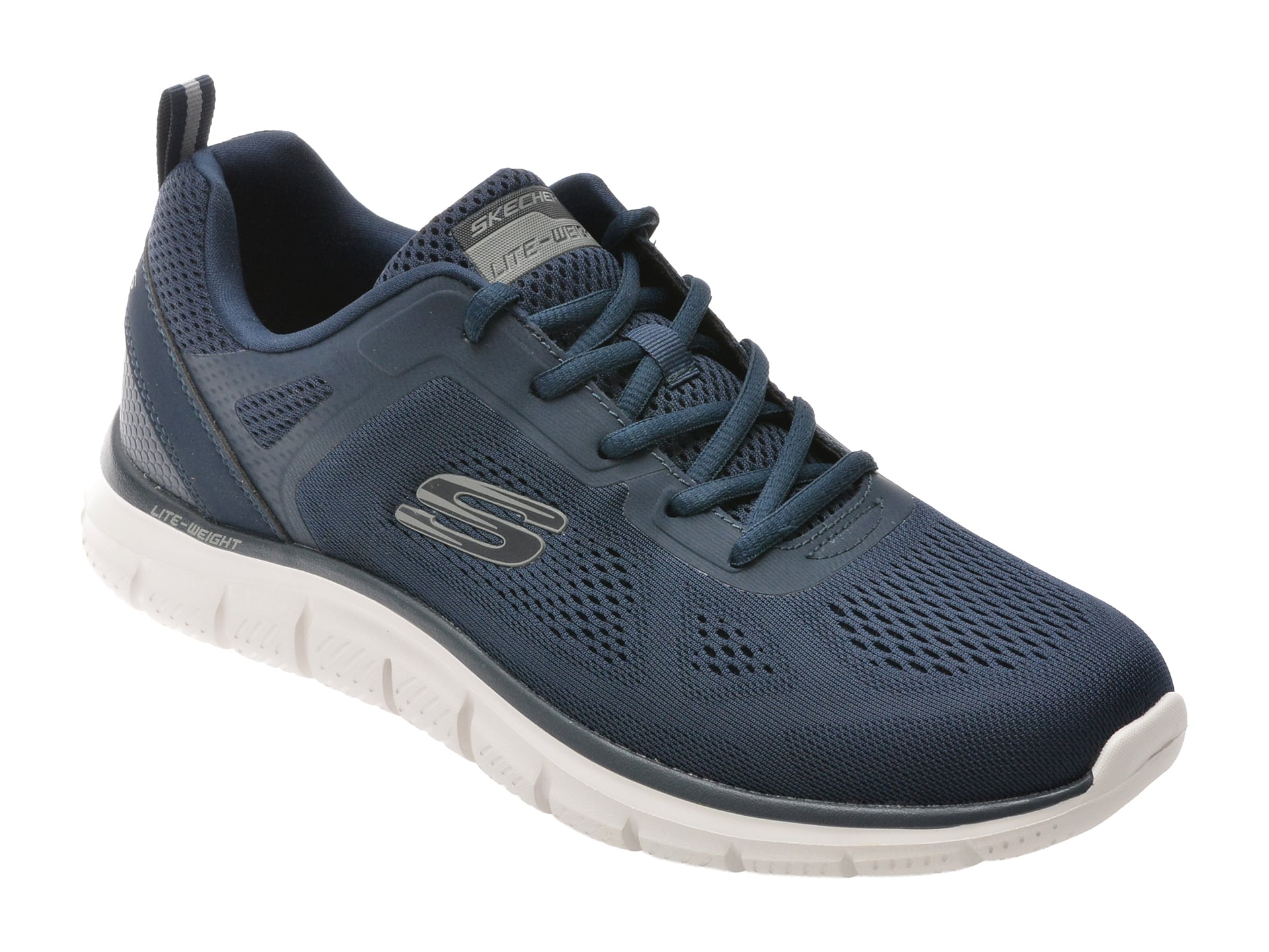 8fddaa70a67ff7251e2ec7f01db9ea927ec8fb79211610252757562f3267fe83 Pantofi sport SKECHERS bleumarin, TRACK, din material textil - imagine 1