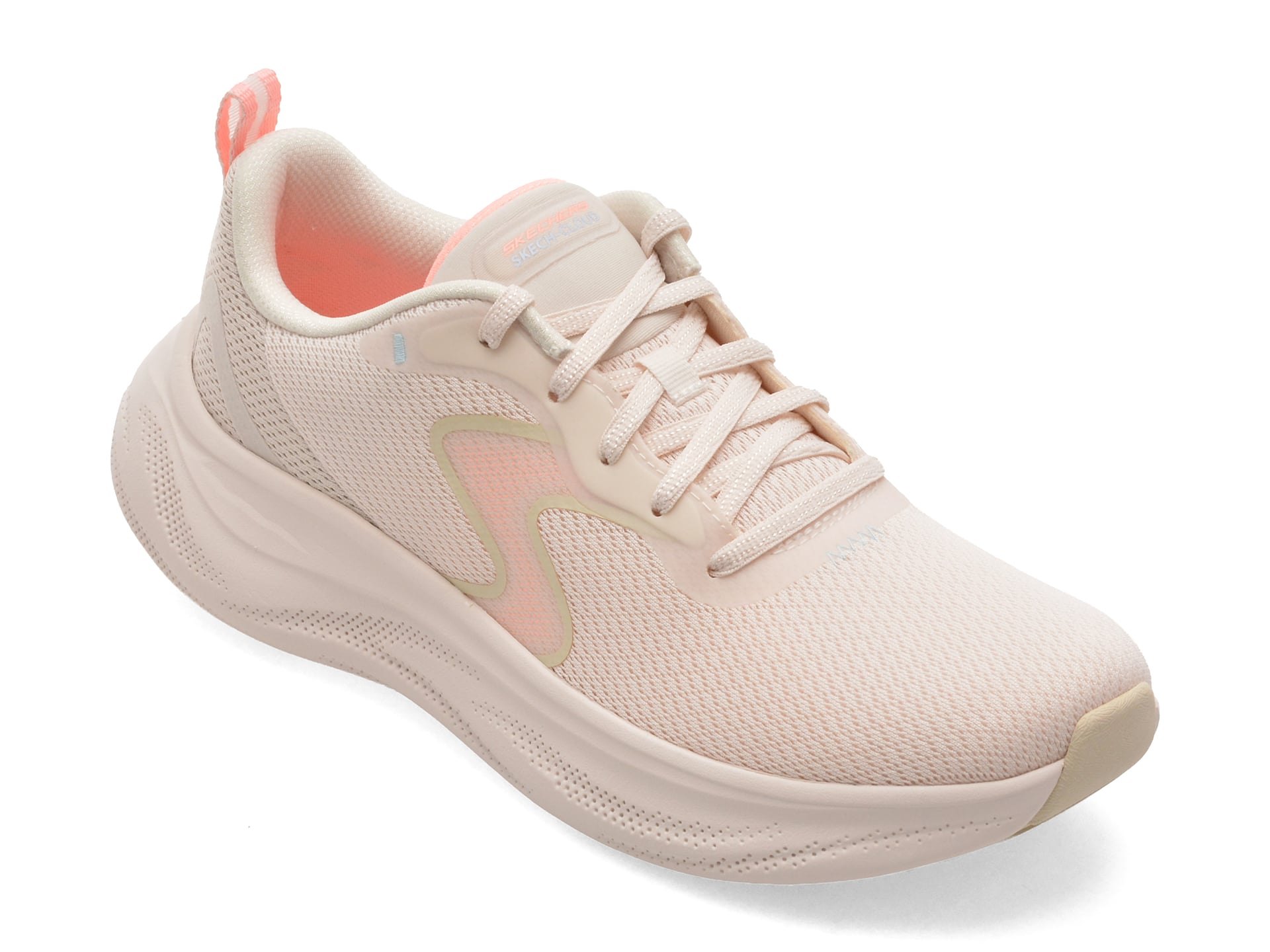 91abf233a0893f1e8fa97ddb07b344cb0f25b9c68e4095acc4e5ce8fce56ac73 Pantofi sport Dama SKECHERS bej, SKECH CLOUD, din material textil - imagine 1