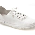 Pantofi dama EVIDA albi, EV2913, din piele naturala
