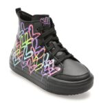 Ghete SKECHERS negre, HYPERLIFT, din piele ecologica