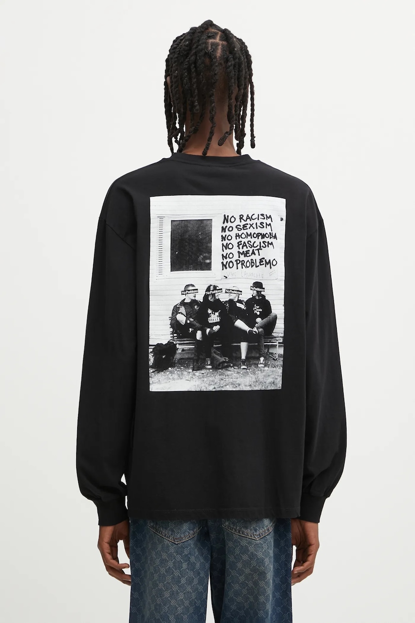AW25-BUM066-99X_F1 Tricou Barbati No Problemo longsleeve din bumbac No War - imagine 1