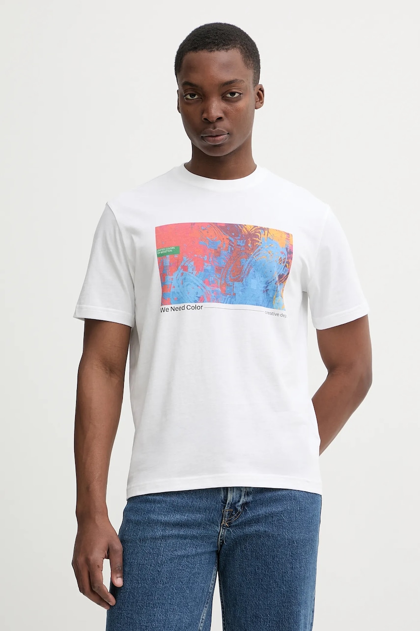 AW25-TSM1J0-00X_F1 Tricou Barbati United Colors of Benetton tricou din bumbac - imagine 1