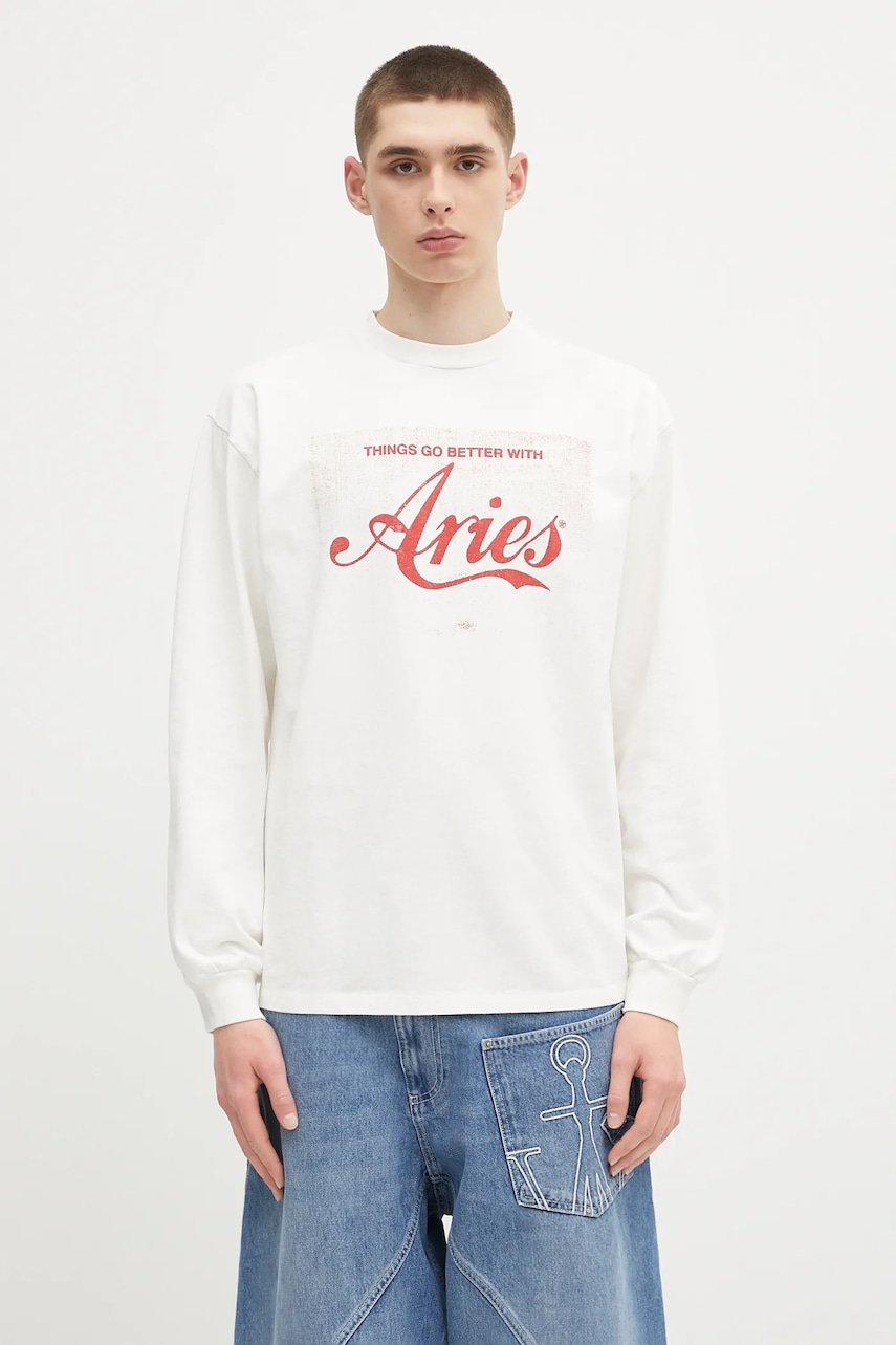 SS25-BUU009-00X_F1 Tricou Barbati Aries longsleeve din bumbac Faded Cola LS Tee - imagine 1