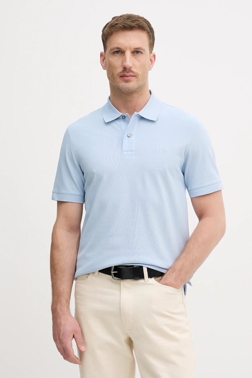SS26-POM00P-50X_F1 Tricou Barbati BOSS polo de bumbac Pallas - imagine 1