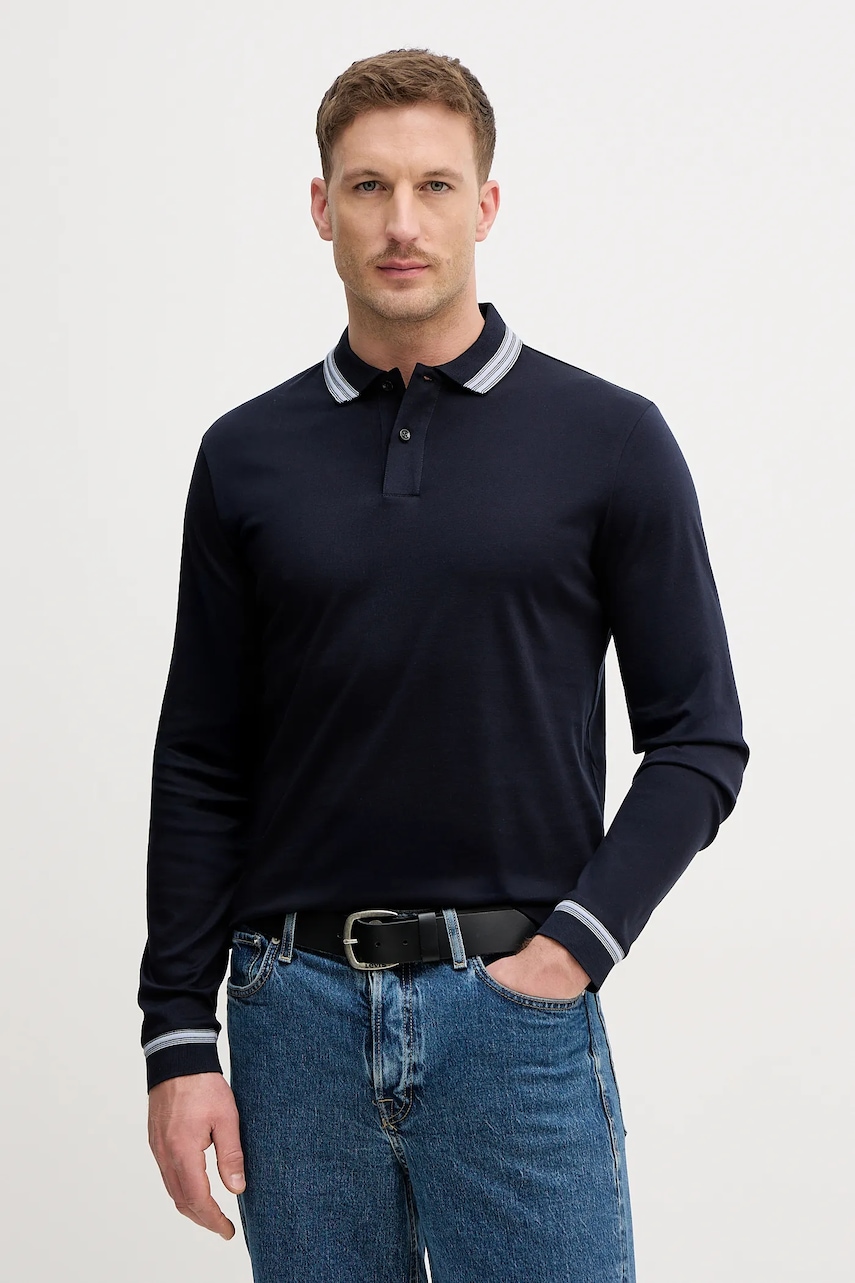 SS26-POM00S-59X_F1 Tricou Barbati BOSS longsleeve din bumbac H-Pleins 202 - imagine 1