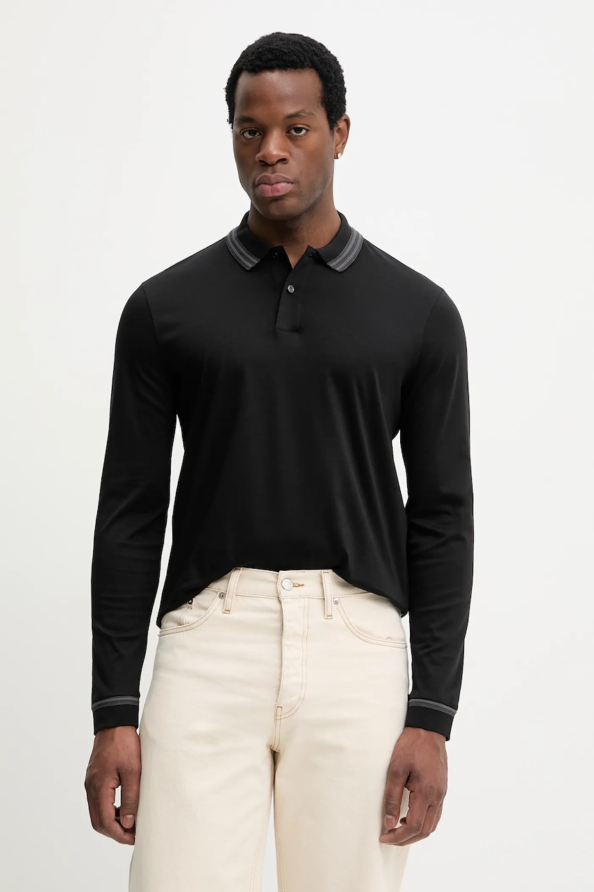 SS26-POM00S-99X_F1 Tricou Barbati BOSS longsleeve din bumbac H-Pleins 202 - imagine 1
