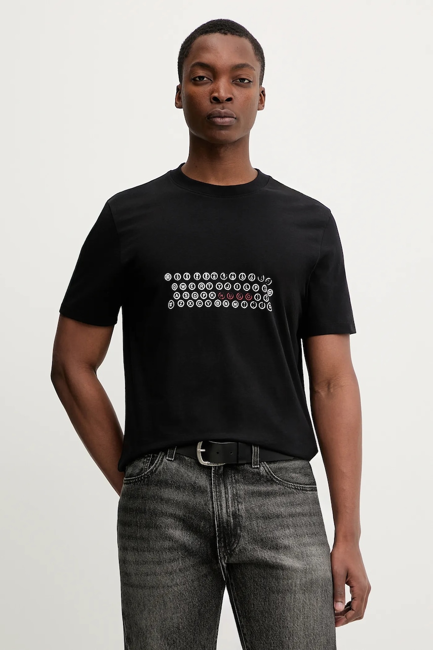 SS26-TSM059-99X_F1 Tricou Barbati HUGO tricou din bumbac Deyss - imagine 1