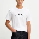 Tricou Barbati A.P.C. tricou din bumbac T-SHIRT MANCHES COURTES TACHE BLANCHE