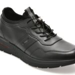 Pantofi sport OTTER negri, LT15, din piele naturala