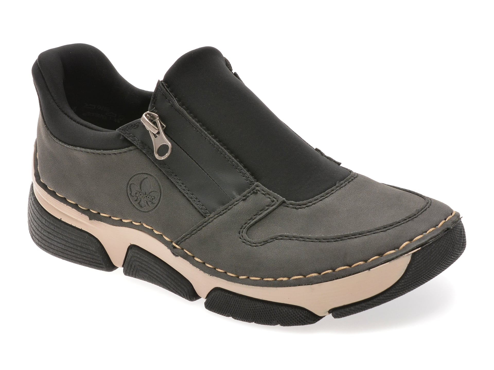 a1a205e5fe3af1d575469a47c9f8d7941c9f9b76c618e7102484aab070d62c29 Pantofi sport Dama RIEKER negri, 45965, din piele ecologica - imagine 1