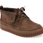 Ghete CLARKS maro, TORHILL LACE HI, din nabuc