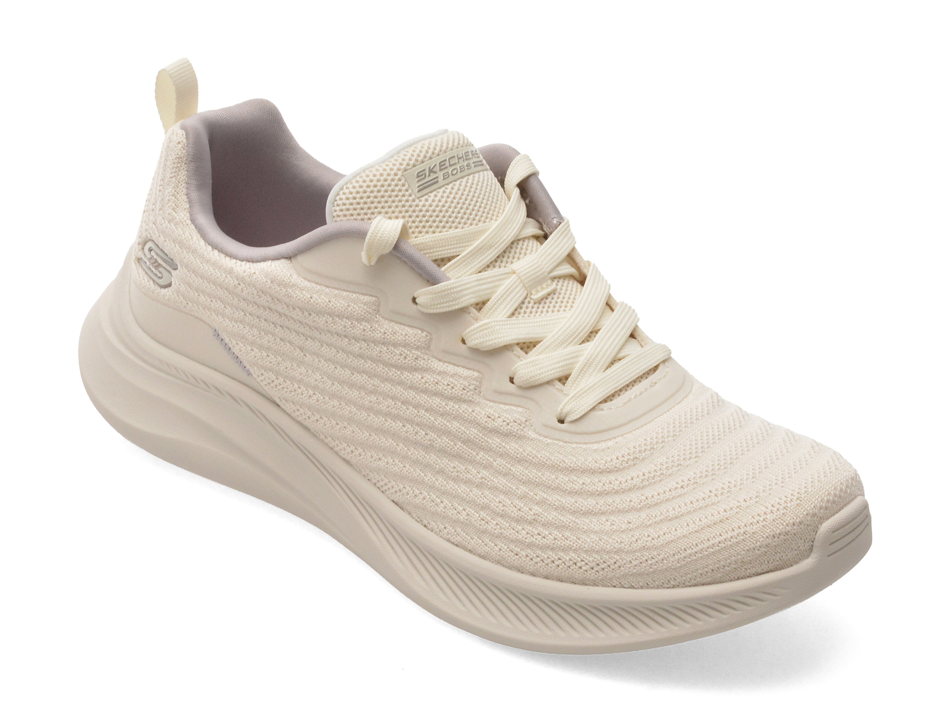 ac0d70f4d35af0029bba17af22477752de16429e7d997df22425f9f461522a0a Pantofi sport Dama SKECHERS albi, BOBS MODA FLEX, din material textil - imagine 1