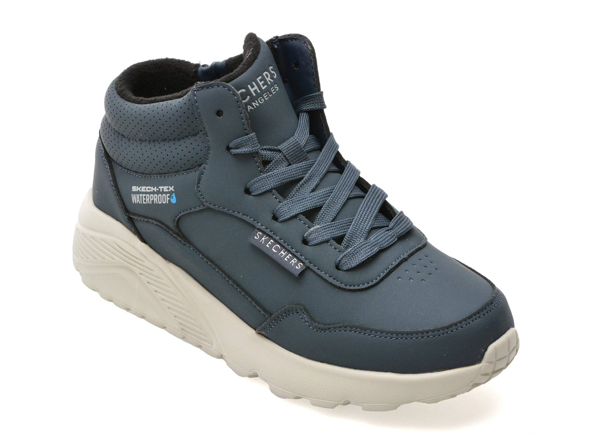 af025fa32ef17341602f0039789f1b4279260883e2ed9793723fad6057202ac0 Ghete SKECHERS bleumarin, UNO LITE, din piele ecologica - imagine 1