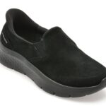 Pantofi sport Dama SKECHERS negri, GO WALK FLEX, din piele intoarsa