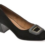 Pantofi dama eleganti EPICA negri, 4F5156, din piele intoarsa