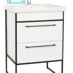 Set Baza front MDF si Lavoar seria 740, cadru metalic, 60 cm, alb