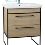 Set Baza front MDF si Lavoar seria 740, cadru metalic, 70 cm, fag