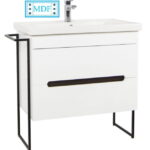 Set Baza front MDF si Lavoar seria 750, cadru metalic, 80 cm, alb