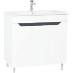 Set Baza front MDF si Lavoar, seria 056, montat, 80 cm, alb antracit