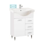 Set Baza front MDF si Lavoar seria 153, cu sertare, 60 cm, alb