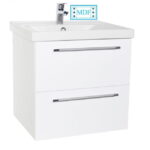 Set Baza front MDF si Lavoar seria 754, suspendata cu sertare, 70 cm, alb