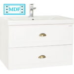 Set Baza front MDF  si Lavoar seria 796, suspendata cu sertare, 80 cm, alb rustic