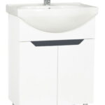 Set Baza front MDF si Lavoar seria 050, montat, 60 cm, alb + antracit