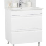 Set Baza front MDF si Lavoar seria 086, cu sertare, 70 cm, alb