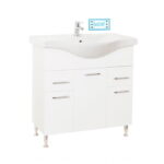 Set Baza front MDF si Lavoar seria 153, cu sertare, montat, 80 cm, alb