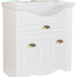 Set Baza front MDF si Lavoar seria 172, cu sertar, 65 cm, alb rustic