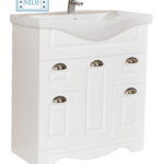 Set Baza front MDF si Lavoar seria 172, cu sertare, 75 cm, alb rustic