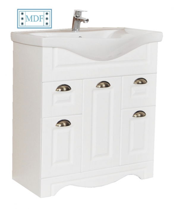 baza-si-lavoar-seria-172-75cm-alb-rustic-583627 Set Baza front MDF si Lavoar seria 172, cu sertare, 75 cm, alb rustic - imagine 1